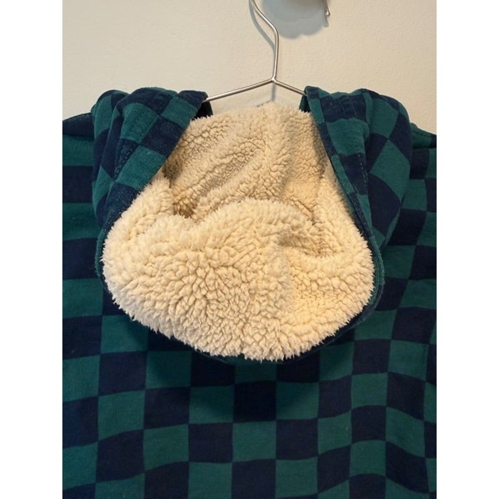 Hanna Andersson 2T Boys Faux Shearling French Terry Hoodie Checkerboard - Picture 6 of 6